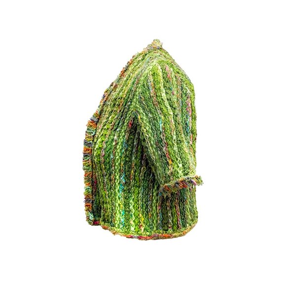 Y2K Cici Bianca Green Knit Short Sleeve Top – Metallic Rainbow Textures & Hook C - Picture 2 of 4